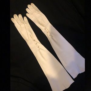 Vintage long kid leather white opera gloves